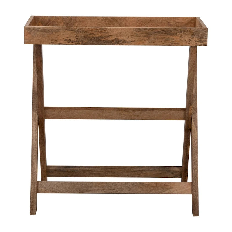 Wooden Butler Tray with Stand 30 x 32 Brown TV Tray Contemporary Rustic Decorative Stand or Storage Display - 30 x 15 x 32
