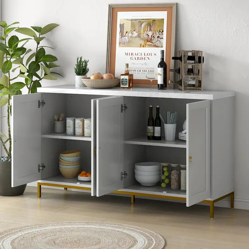 Modern Sideboard with Metal Handles and Support Legs