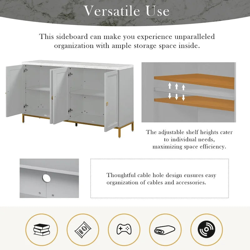 Modern Sideboard with Metal Handles and Support Legs