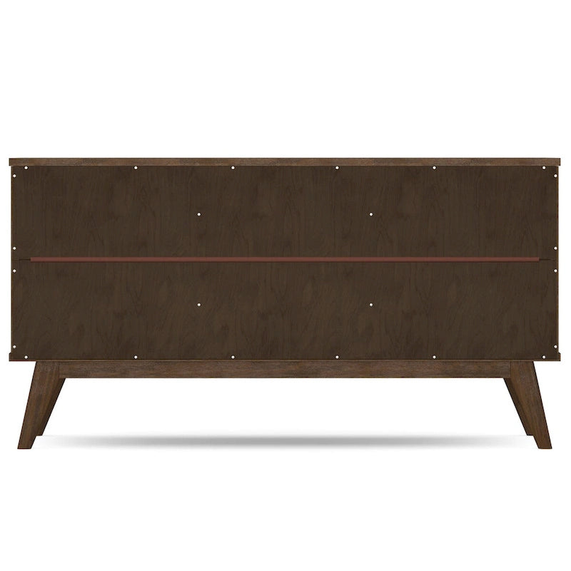 Solid Acacia Wood 60" Mid Century Sideboard with Wine Storage in Rustic Natural Aged Brown