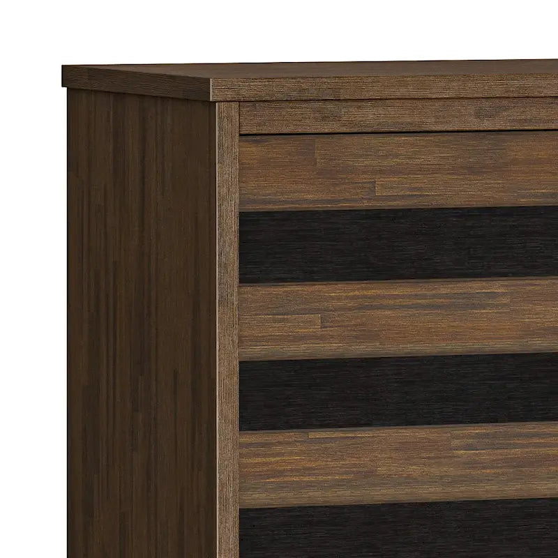 Solid Acacia Wood 60" Mid Century Sideboard with Wine Storage in Rustic Natural Aged Brown