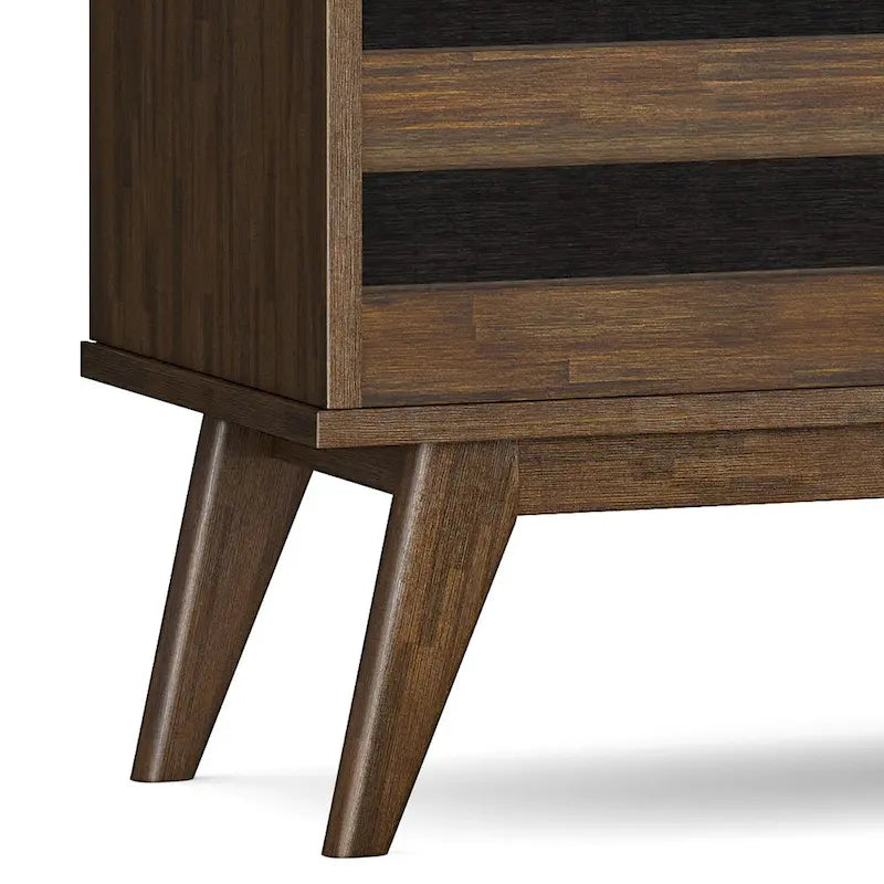 Solid Acacia Wood 60" Mid Century Sideboard with Wine Storage in Rustic Natural Aged Brown