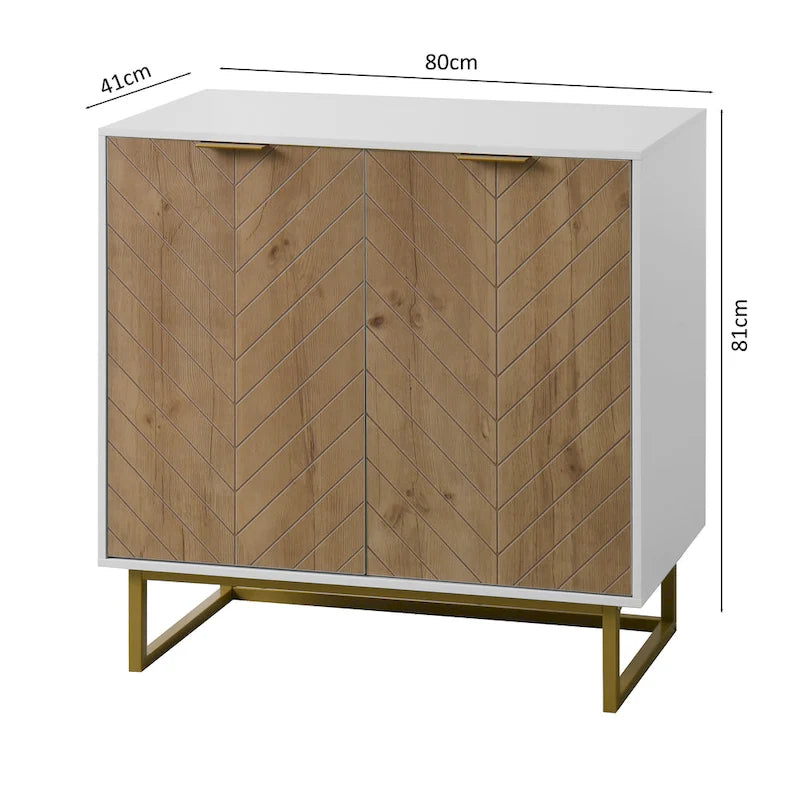 R White and Gold Storage Cabinet
