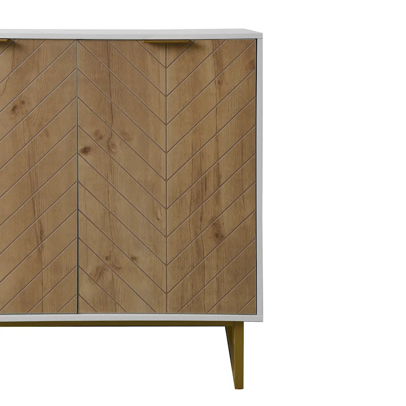 R White and Gold Storage Cabinet