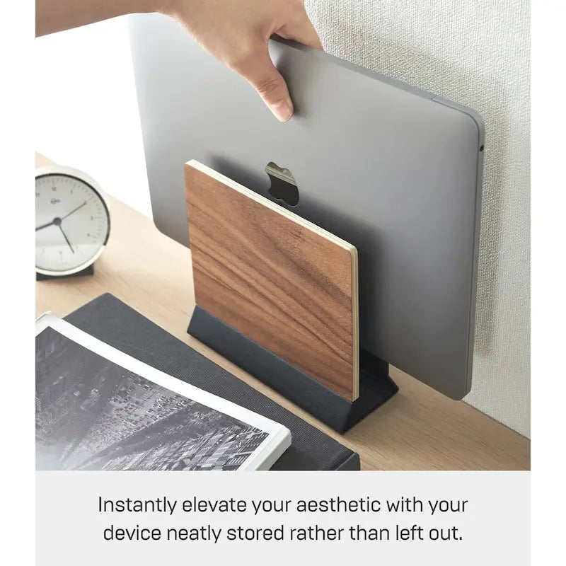 Slim Laptop Stand, Steel and Wood - L 2.44 x W 6.3 x H 5.91 inches