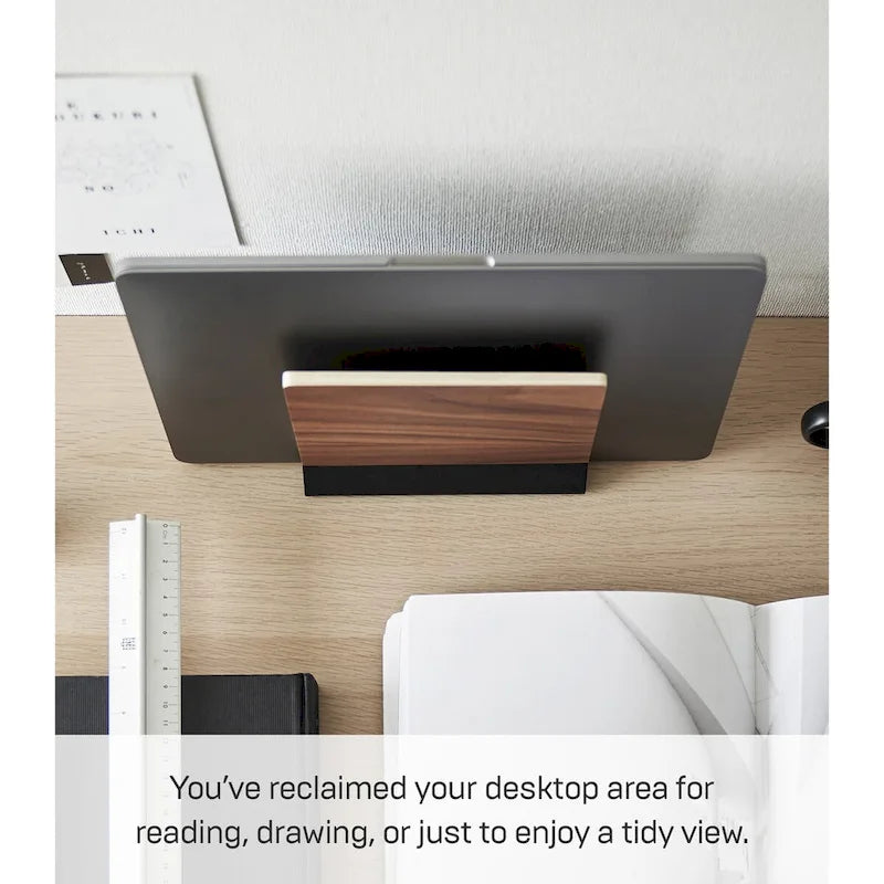 Slim Laptop Stand, Steel and Wood - L 2.44 x W 6.3 x H 5.91 inches