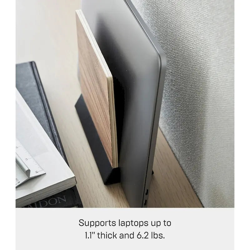 Slim Laptop Stand, Steel and Wood - L 2.44 x W 6.3 x H 5.91 inches