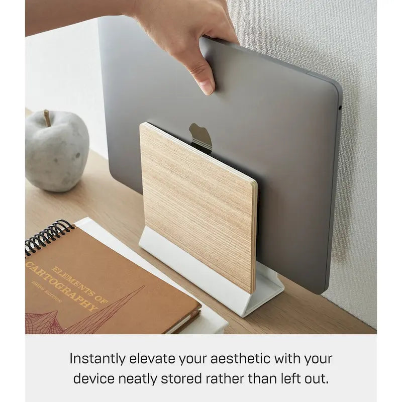 Slim Laptop Stand, Steel and Wood - L 2.44 x W 6.3 x H 5.91 inches