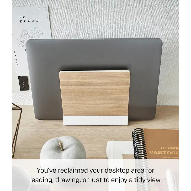 Slim Laptop Stand, Steel and Wood - L 2.44 x W 6.3 x H 5.91 inches