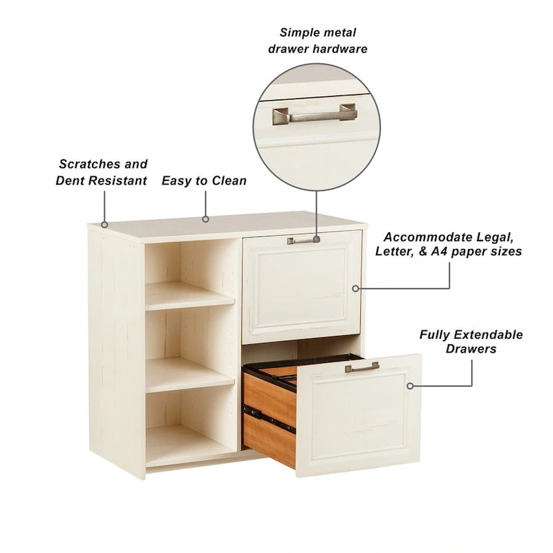 Antique White 2-Door File Cabinet