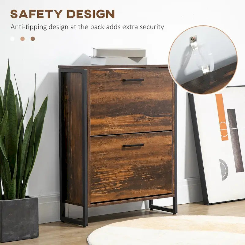 Shoe Cabinet with 2 Flip Drawers