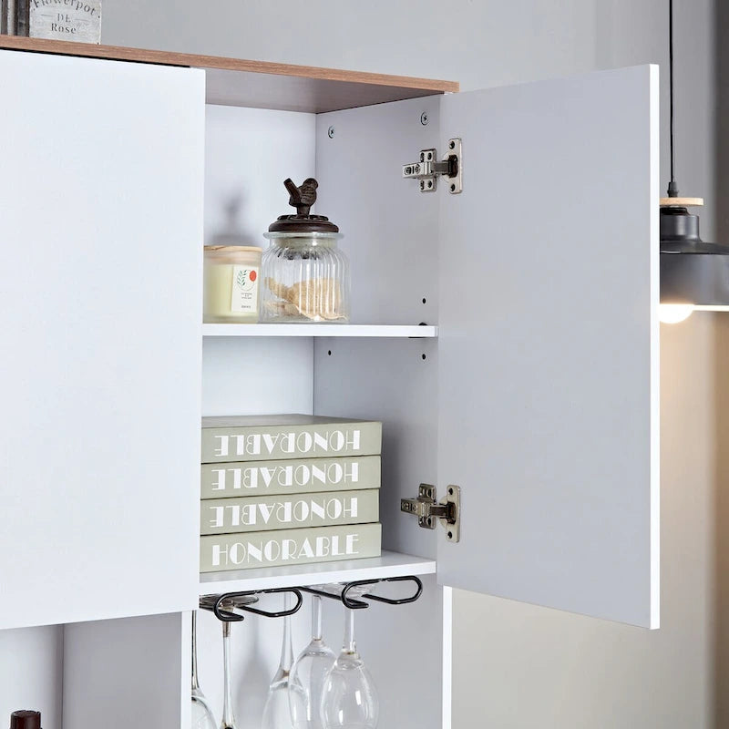 Farmhouse Coffee Bar Cabinet ,68.89 Kitchen Buffet Cabinet with Storage, Liquor Cabinet for Home & Dining Room
