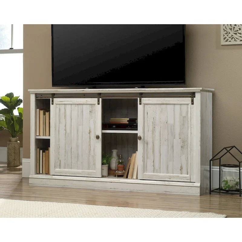 60" Sliding Door Entertainment Credenza - White Plank