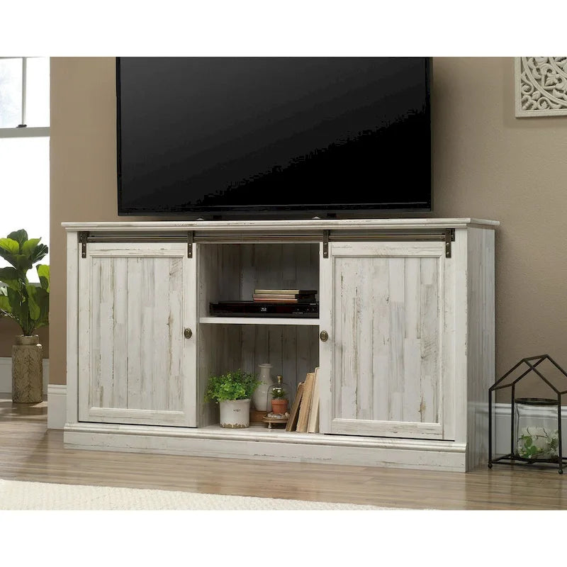 60" Sliding Door Entertainment Credenza - White Plank