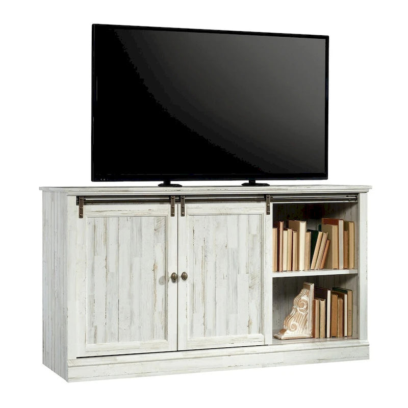 60" Sliding Door Entertainment Credenza - White Plank