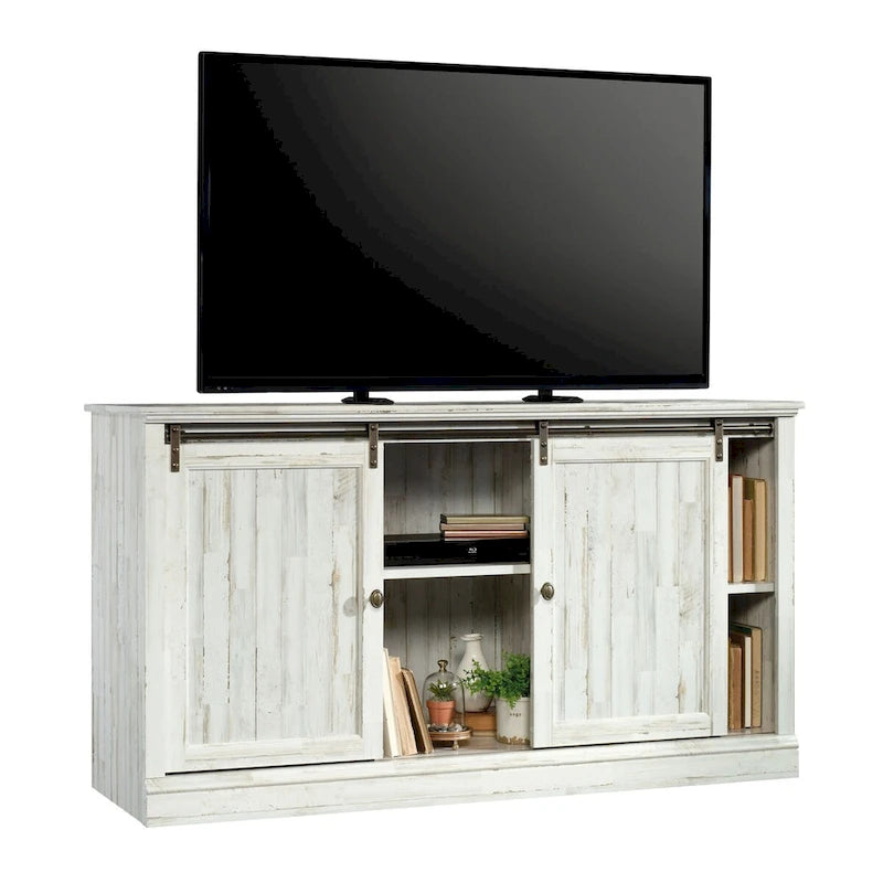 60" Sliding Door Entertainment Credenza - White Plank
