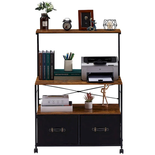 2-Drawer Lateral File Cabinet, Mobile Printer Stand with Open Storage Shelf for Home Office