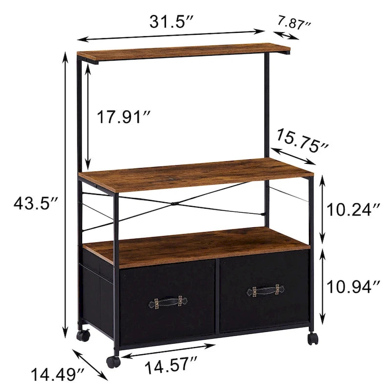2-Drawer Lateral File Cabinet, Mobile Printer Stand with Open Storage Shelf for Home Office