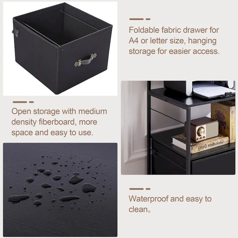 2-Drawer Lateral File Cabinet, Mobile Printer Stand with Open Storage Shelf for Home Office