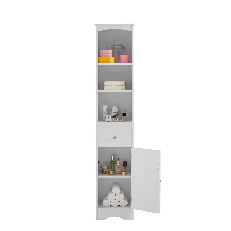 Freestanding Bathroom Storage Cabinet with Drawer, Adjustable Shelf