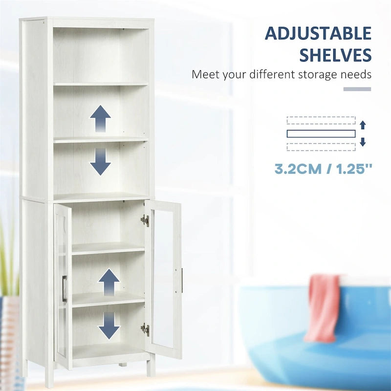 Tall Bathroom Storage Cabinet w/3 Tier Shelf,Freestanding Linen Tower