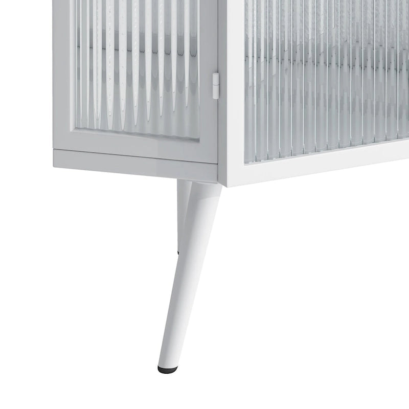 22.25Floor Coner Cabinet with Tempered Glass Door & Storage Shelves for Bathroom, Living Room, Bedroom (White)