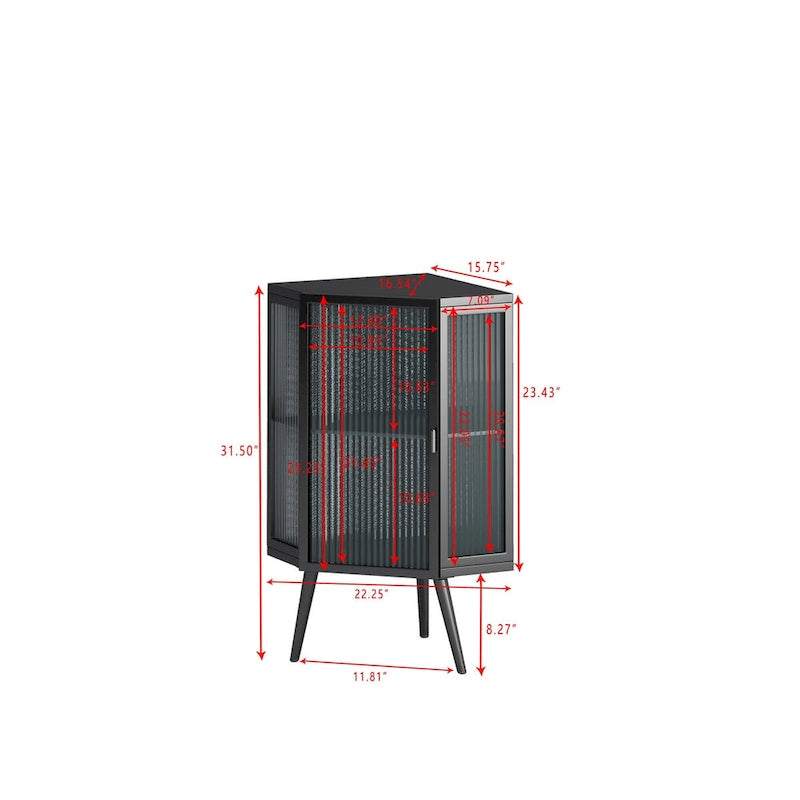 22.25Floor Coner Cabinet with Tempered Glass Door & Storage Shelves for Bathroom, Living Room, Bedroom (White)