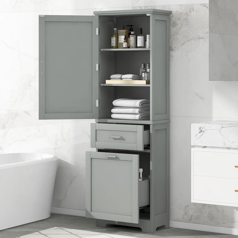 Storage Cabinet with Drawers and Adjustable Shelf