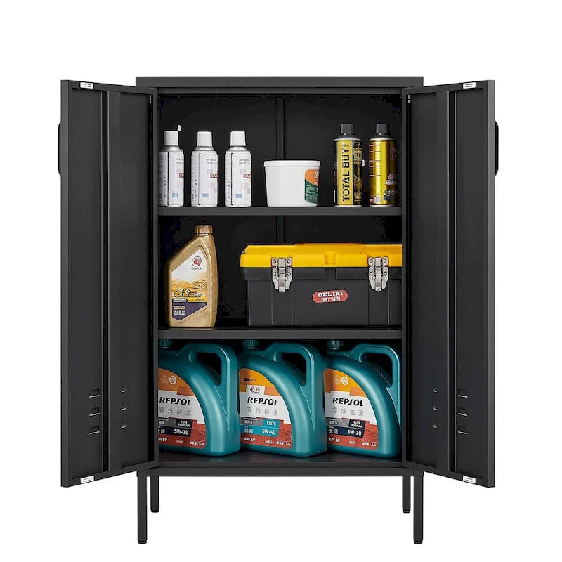 2 Door Miscellaneous Storage Cabinet,Garage Tool Cabinet,Office File Cabinet 2 Movable Partitions